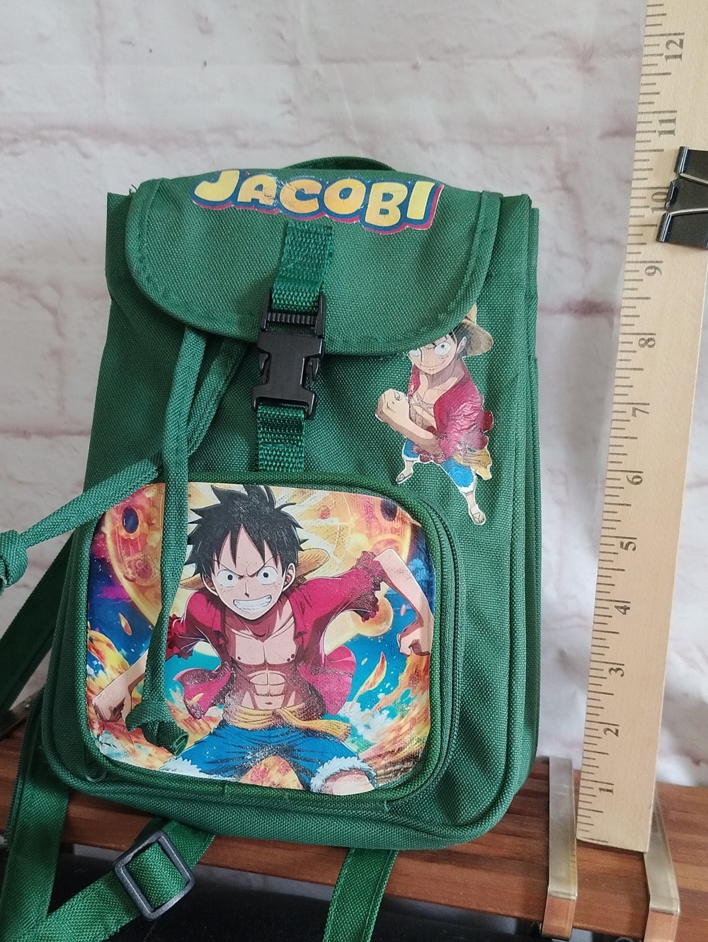 Jacob Green Kids Backpack with Luffy Print